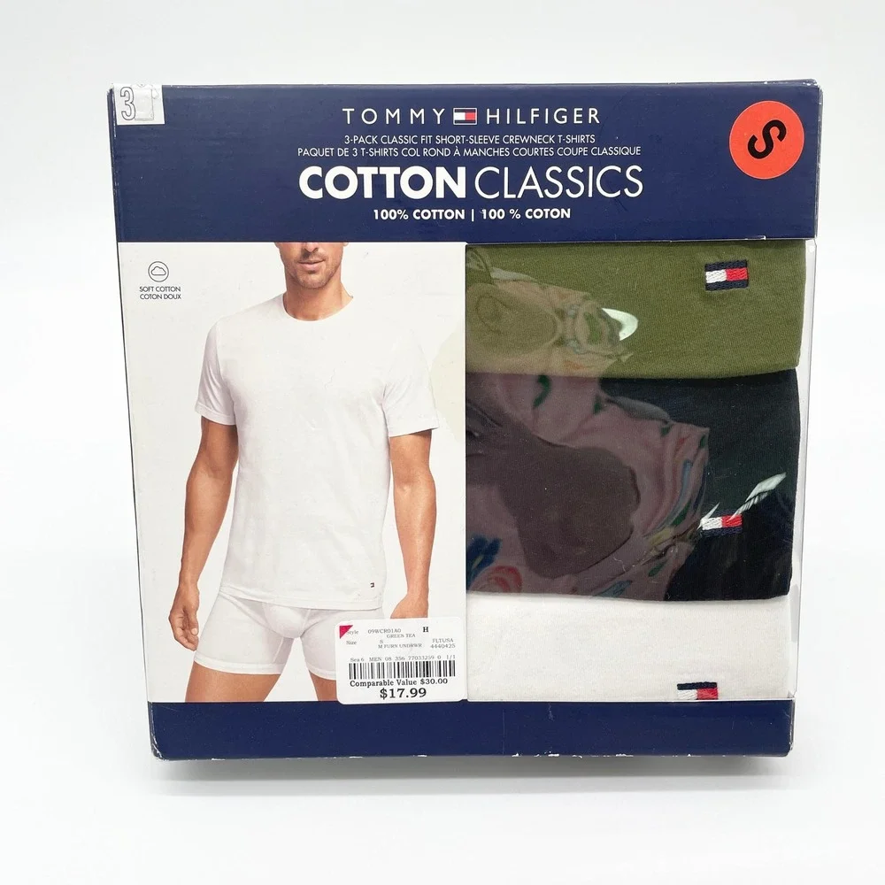 Tommy Hilfiger Mens T Shirt‎ Pack Size Small Classic Preppy Minimalist Clean